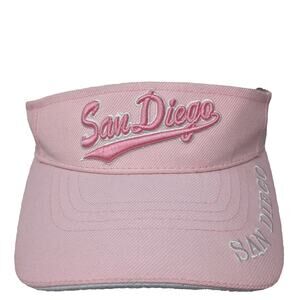 New Star Visor Pink One Size San Diego Embroidered Script Curved Strapback Hat